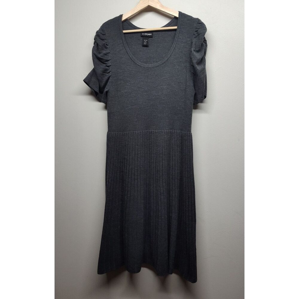 Lane Bryant Knit Mini Dress Women Size 18/20W Gray Short Sleeve Feminine Preppy